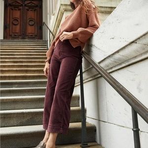 Madewell cropped wide-leg pants in deep burgundy